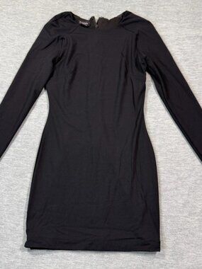 Bebe Dress Women XS Black Long Sleeve Bodycon Mini Sheath Cocktail‎ Clubwear
